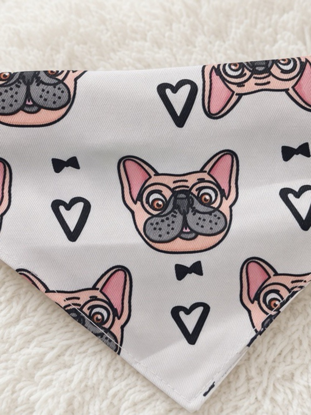 Dog Bandana with Pink French Bulldog Print - Unbranded